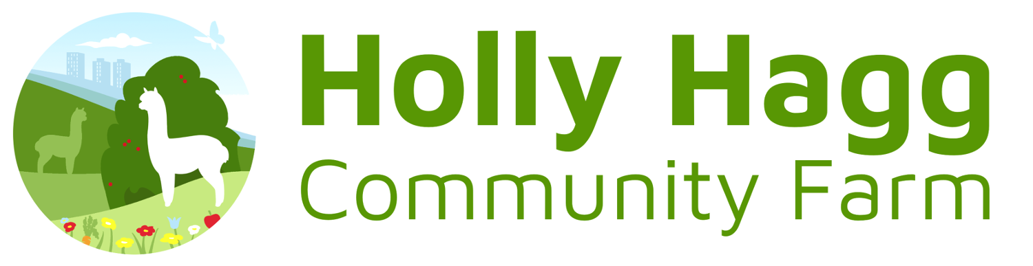 Logo for Holly Hagg a not-for-profit community farm in Sheffield. Alpaca trekking, organic food growing, community access to greenspace, wildlife and sustainable education.